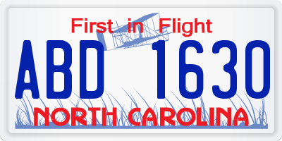 NC license plate ABD1630