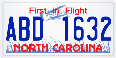 NC license plate ABD1632