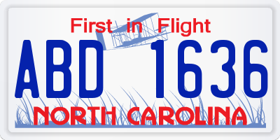 NC license plate ABD1636