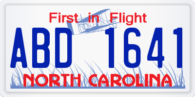NC license plate ABD1641