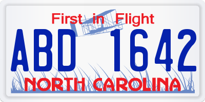 NC license plate ABD1642