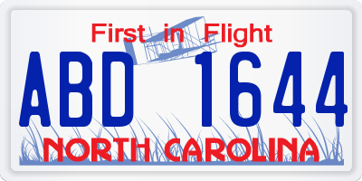 NC license plate ABD1644