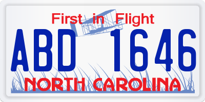 NC license plate ABD1646