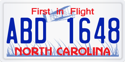 NC license plate ABD1648