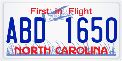 NC license plate ABD1650
