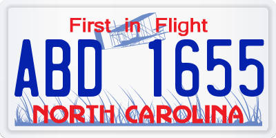 NC license plate ABD1655
