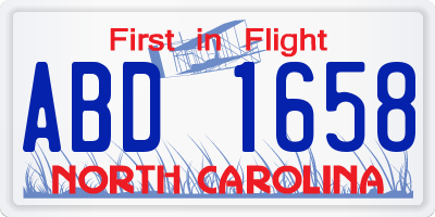 NC license plate ABD1658