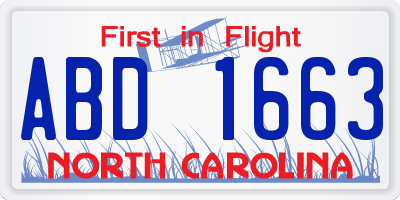 NC license plate ABD1663