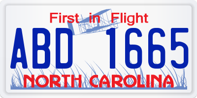 NC license plate ABD1665