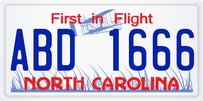 NC license plate ABD1666