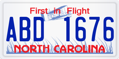 NC license plate ABD1676