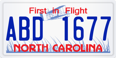 NC license plate ABD1677