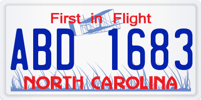 NC license plate ABD1683
