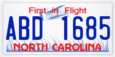 NC license plate ABD1685