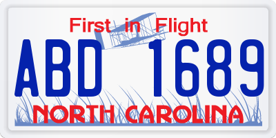 NC license plate ABD1689