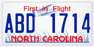 NC license plate ABD1714