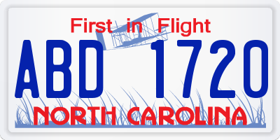 NC license plate ABD1720