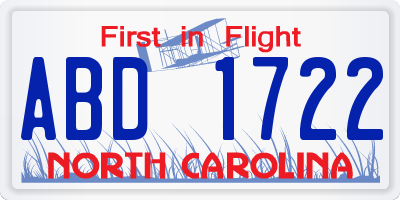 NC license plate ABD1722