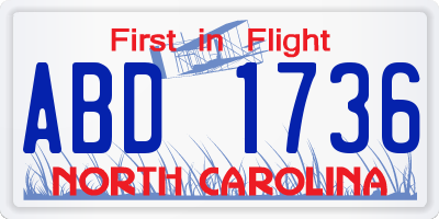NC license plate ABD1736