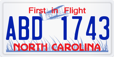 NC license plate ABD1743