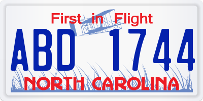 NC license plate ABD1744