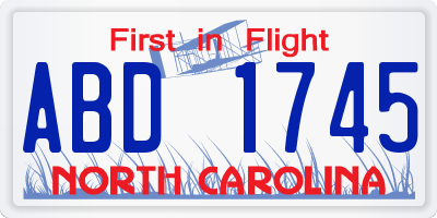 NC license plate ABD1745