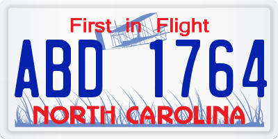 NC license plate ABD1764