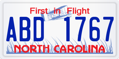 NC license plate ABD1767