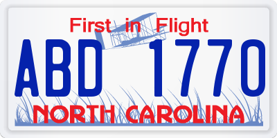 NC license plate ABD1770