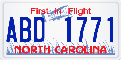 NC license plate ABD1771