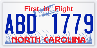 NC license plate ABD1779