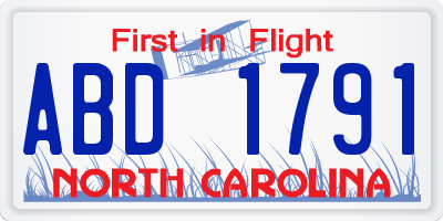 NC license plate ABD1791