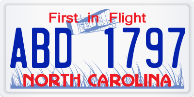 NC license plate ABD1797