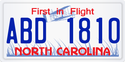 NC license plate ABD1810