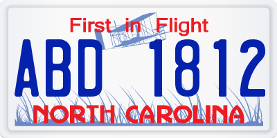 NC license plate ABD1812