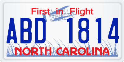 NC license plate ABD1814