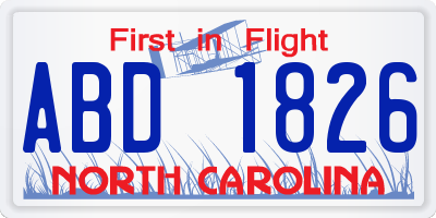 NC license plate ABD1826