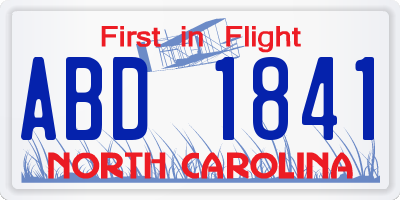 NC license plate ABD1841