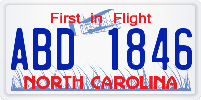 NC license plate ABD1846