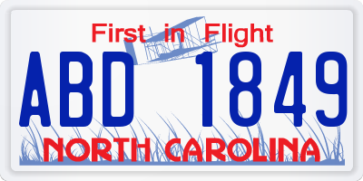 NC license plate ABD1849