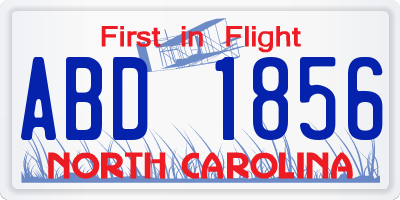 NC license plate ABD1856