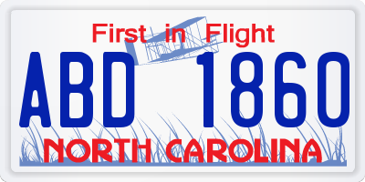 NC license plate ABD1860