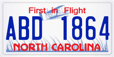 NC license plate ABD1864