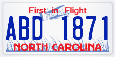 NC license plate ABD1871