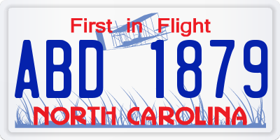 NC license plate ABD1879