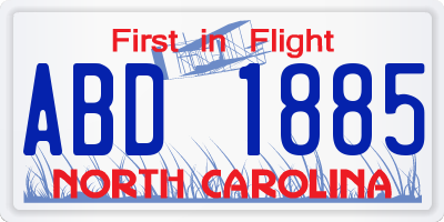 NC license plate ABD1885
