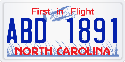NC license plate ABD1891