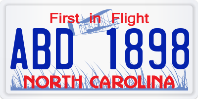NC license plate ABD1898