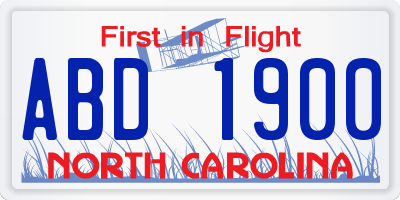 NC license plate ABD1900