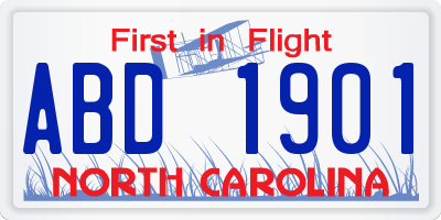 NC license plate ABD1901